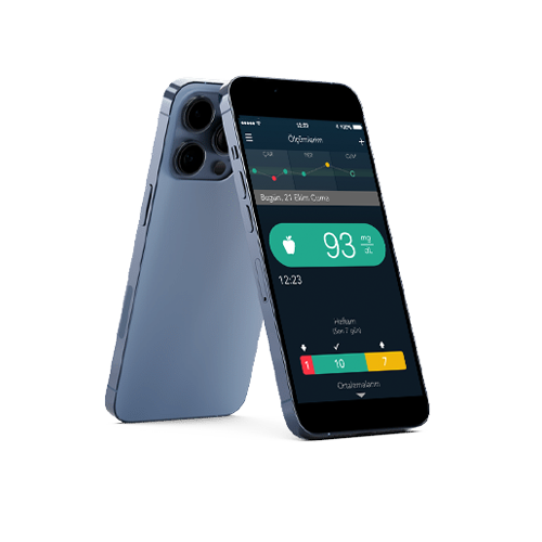 Kullanımda olan CONTOUR DIABETES uygulamasını gösteren akıllı telefon ekranı